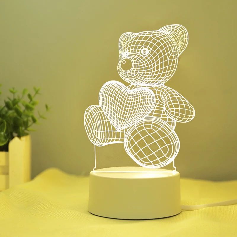 3D acrylic creative decorative living room bedroom usb remote control night light lamp