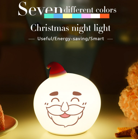 portable soft restorable silicon Christmas Santa Claus decorative kids children colorful smart energy-saving gifts night light