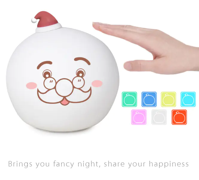 portable soft restorable silicon Christmas Santa Claus decorative kids children colorful smart energy-saving gifts night light