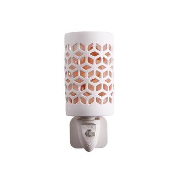 Plug-in Crystal Himalayan Salt Night Light With Ceramic Cover and Exquisite Carving Pattern