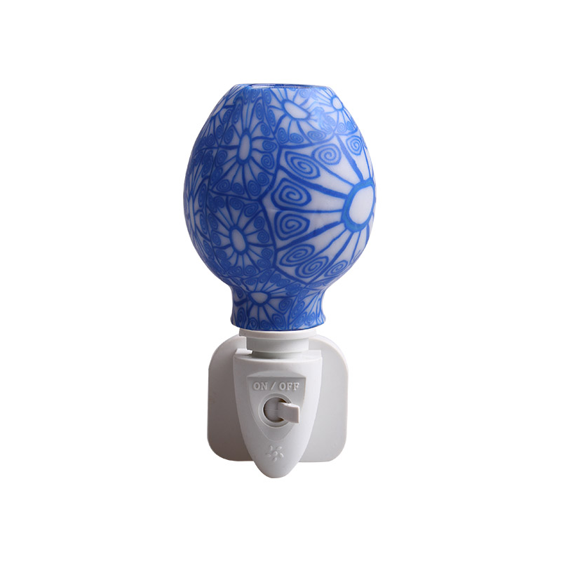 ETL UL CE SAA CB BS Aroma Essential Oil soft Art glass blue flowers design night light 110v 220v 7w