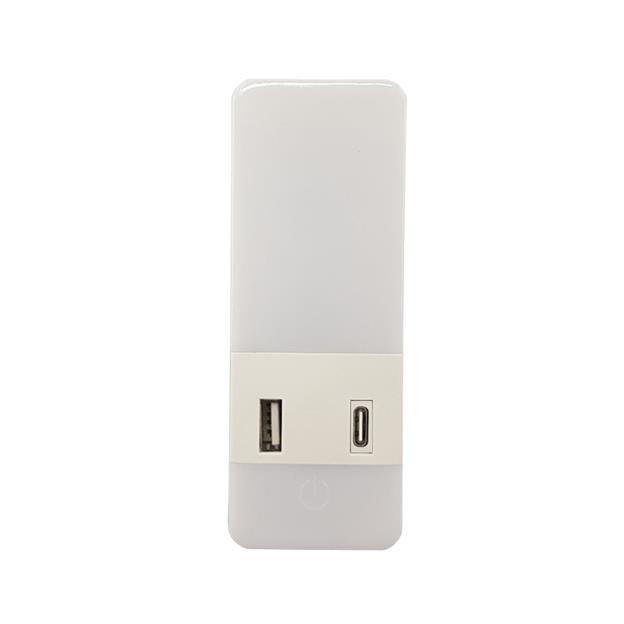 A90D EU CE Intelligent induction plug-in LED night light plug with USB+Type-c ports household light control bedside light